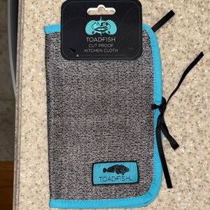 Gray Kitchen Cloth with Blue Trim